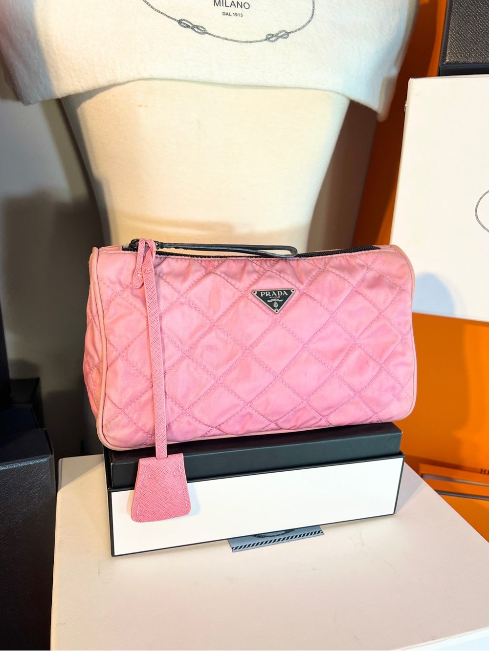 Prada Pink Quilted Nylon wristlet bag! 🌟Offers always welcome!